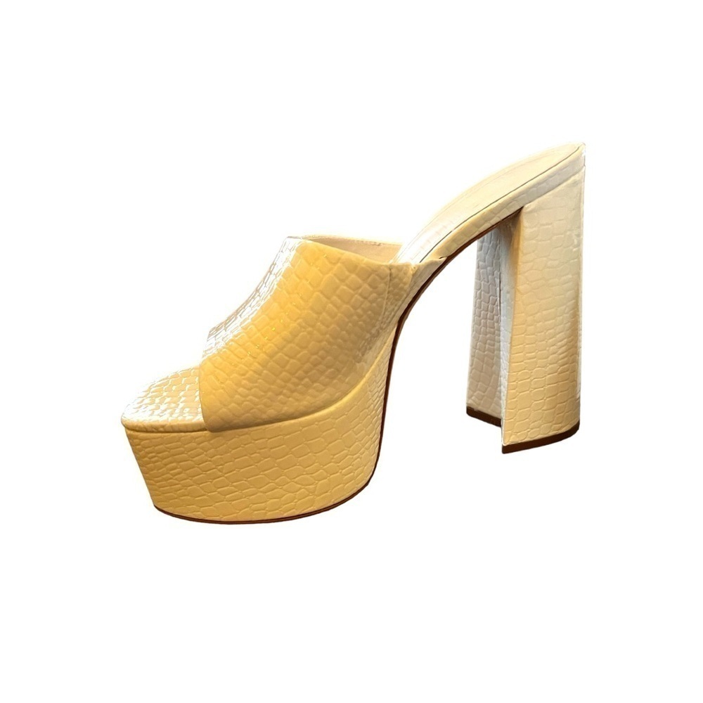 ▶️ SCHUTZ ◀️ Darah White Croc Platform Slides Sandals - Picture 4 of 16